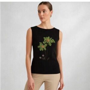 LUCIA BURNS sleeveless blouse with 3D sequin and beaded design size L